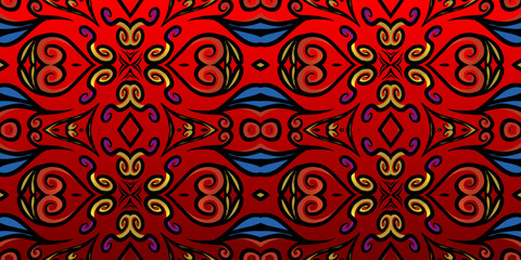  luxurious batik ethnic dayak traditional Java indonesia with beautiful flowers line art gradient design