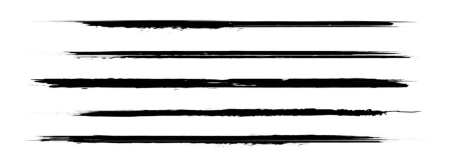 Long Grunge Paint Brush Stroke Vector Set Transparent Background PNG