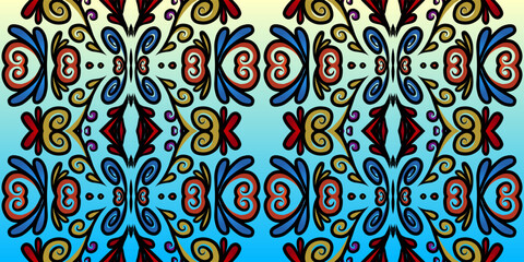  luxurious batik ethnic dayak traditional Java indonesia with beautiful flowers line art gradient design