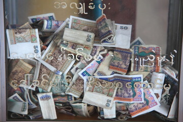 Myanmar Kyats bank notes background