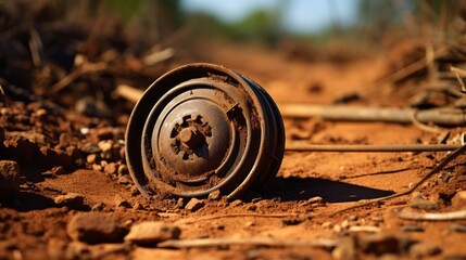 Photo of a neutralized mine on the ground