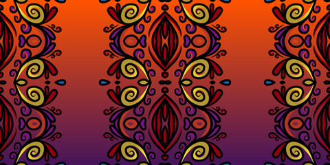  luxurious batik ethnic dayak traditional Java indonesia with beautiful flowers line art gradient design