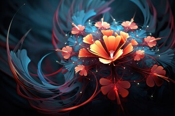 Digital fractal art blooming in a symphony of shapes.