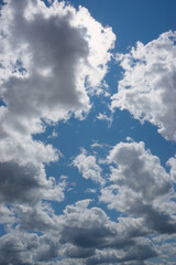 Clouds and blue sky in full frame, matter and texture