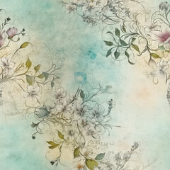 Obraz na płótnie Canvas Seamless watercolor abstract flowers background, ai design pattern