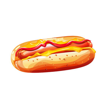 Hot Dog Watercolor Illustration on Transparent Background - Tasty Fast Food Art