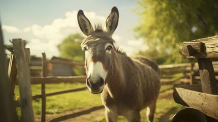 Tuinposter donkey on farm © Cash Cow Concepts