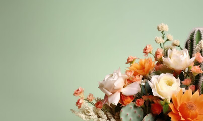 A vivid bouquet featuring pink flowers and sturdy succulents.