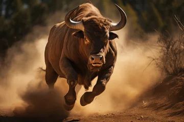 Foto op Plexiglas Running bull in the wild © Veniamin Kraskov