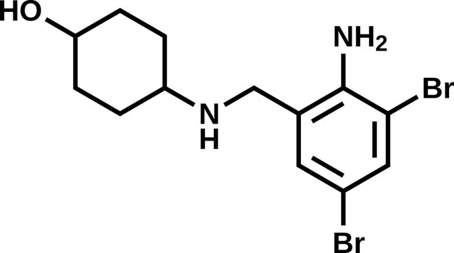 Ambroxol structural formula, vector illustration 