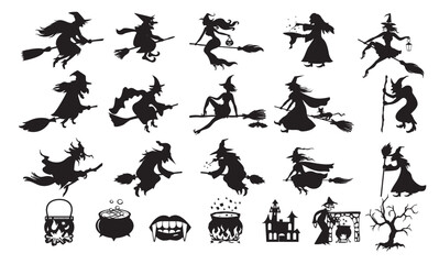 Witch Vector bundle, Witch Clipart, Witch Silhouette, Witch Vector, Witch icons, Witch illustration, Witch design.