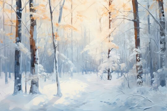 Generative AI Digital oil painting of winter solstice