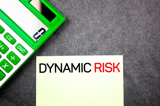 DYNAMIC RISK text concept with calculator. Financial concept of dynamic risk.
