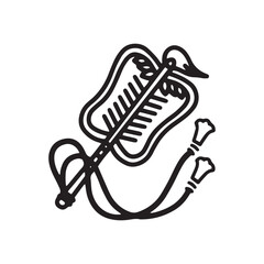 軍配　吉祥文様モノクロイラスト