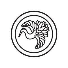 鶴　吉祥文様モノクロイラスト