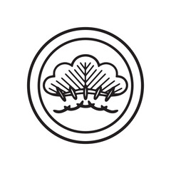 松　吉祥文様モノクロイラスト