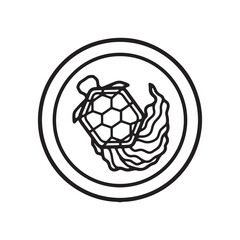 亀　吉祥文様モノクロイラスト