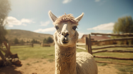 Fototapeta premium llama on farm