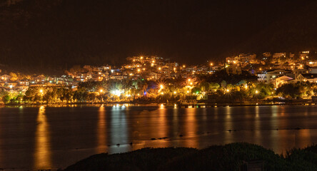 Fototapeta na wymiar Long exposure night photography of Datça, a turkish village by the Mediterranean Sea