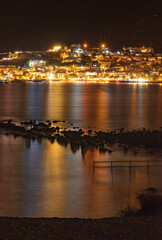 Long exposure night photography of Dat&ccedil;a, a turkish village by the Mediterranean Sea
