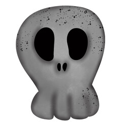 Scary black ghost skull cartoon for Halloween.