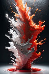 red and white splashes, AI generated