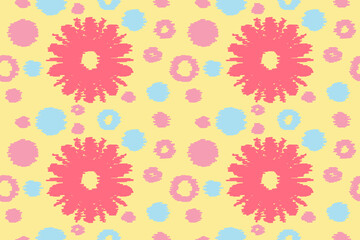 Abstract Colorful Blue And Pink Flower Pattern Background. Seamless. Vector Illustration. Geometric. Ethnic. Elegance. Luxury