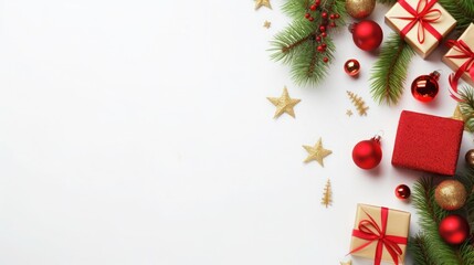 christmas background with christmas tree and decorations