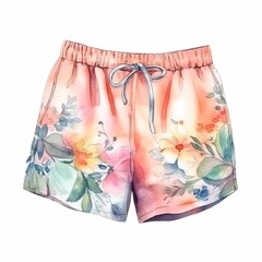 summer shorts on white background, Watercolor illustration