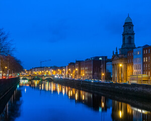 Fototapeta na wymiar River Liffey At Night, Dublin