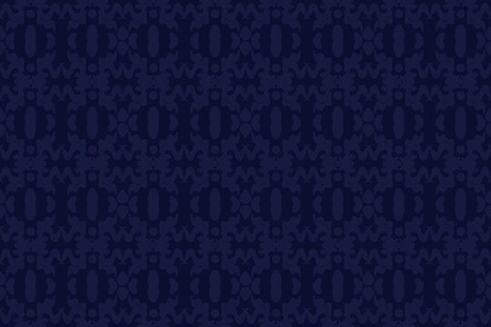 Abstract Blue Navy Ikat Pattern Background. Seamless. Vector Illustration. Ethnic. Elegance. Luxury. Craft. Vintage