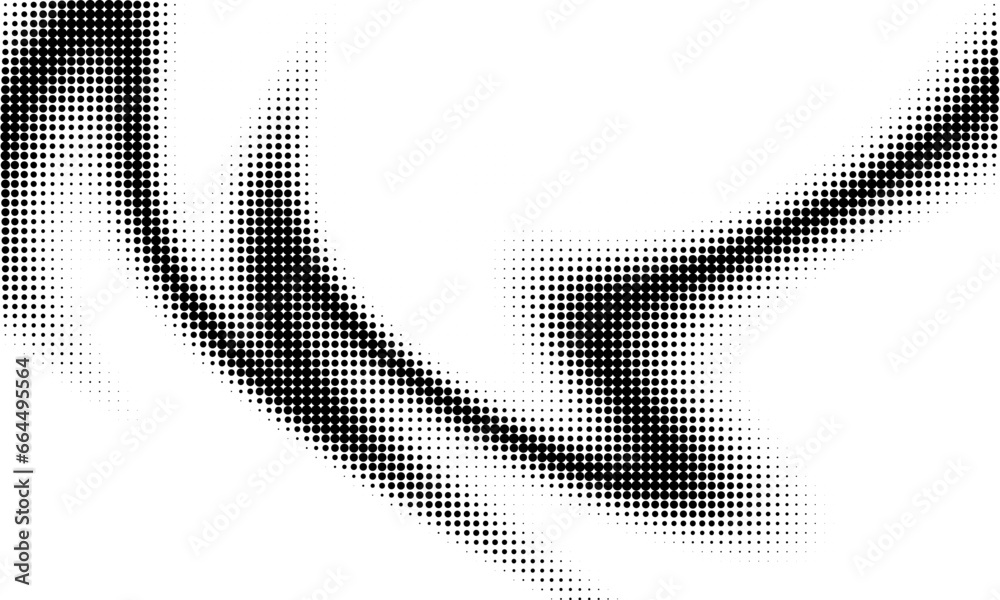 Poster Monochrome gradient halftone dots background. Vector illustration. Big wave
