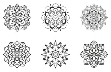 Black and white abstract circular pattern mandala, Mandala Line Drawing Design, Ornamental Mandala with floral patterns, Ornamental luxury mandala pattern