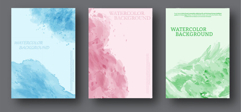 Colorful watercolor background. A set of layouts for covers, posters, flyers, posters and creative creative design