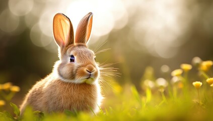Easter Bunny with beautiful Spring Nature.