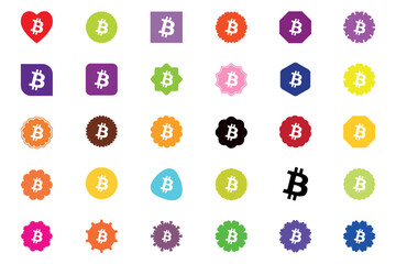 Vector bitcoin icon sign, crypto currency, coin logo, payment sign, virtual electronic sign, internet money symbols.