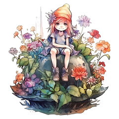 Magic girls with mushrooms