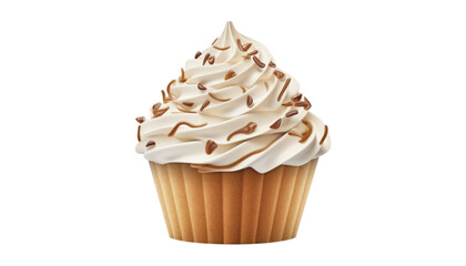 cream cupcake isolated on transparent background cutout
