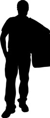 Silhouette of a person sending a package