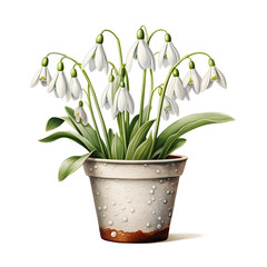 Snowdrop Flower For Christmas Event. Watercolor Style. AI Generated