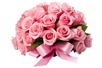 Beautiful roses with cute teddy bear commercial imagery, isolated white background PNG