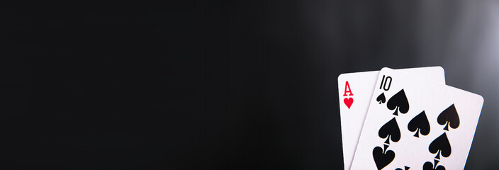 playing cards on black background