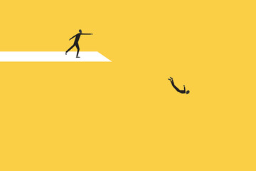 Businessman jump from springboard. Symbol of new job, success, ambition and motivation