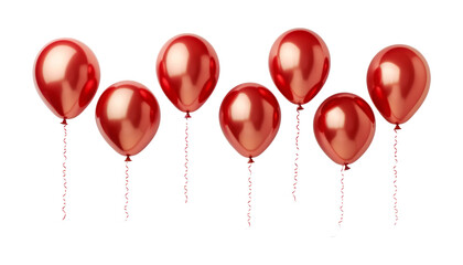 red light balloons isolated on transparent background cutout