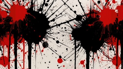 Illustration of dripping black red paint isolated on white background. similar to blood. oil splashes, drops and trail.