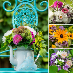 Collage of different flower pictures - 664503137