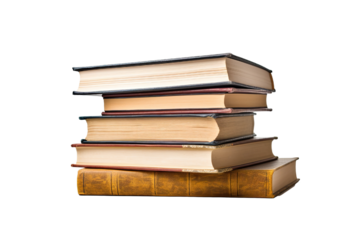 front view of stacked books, a graduation cap for education day isolated white background