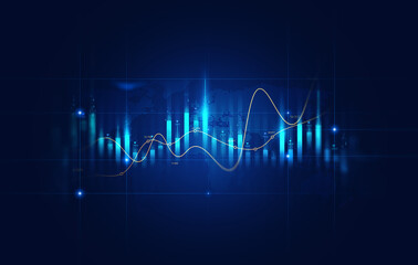 Fototapeta premium Profit economy trade,virtual chart technology or marketing strategy graph.