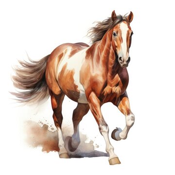 Horse running in watercolor design.