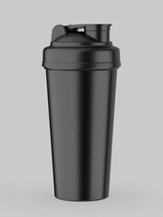 Blank white plastic shaker bottle with flip lid for mock up and template design. 3d render illustration.